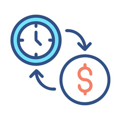 Clock and Dollar Icon Representing Time to Money and Financial Efficiency
