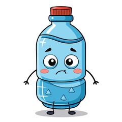 Sad cartoon water bottle