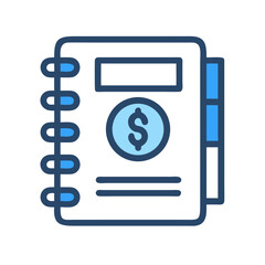 Financial Notebook Icon Representing Budget Management and Financial Planning
