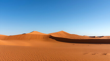 Vast Orange Desert Landscape Under Clear Blue Sky