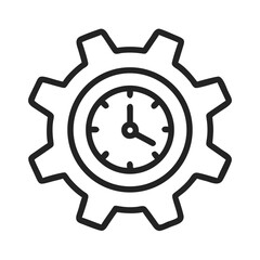 Gear with Clock Icon Representing Time Management and Productivity