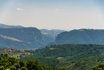 Obraz premium rural countryside landscape during a sunny summer day inside Val d'Agri, Basilicata