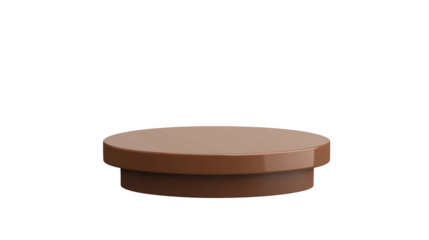A brown display base featuring a smooth, polished surface ideal for showcasing collectibles or decorative items isolated on white background or transparent png