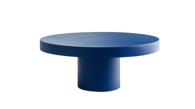 A sleek blue table with a smooth finish, adding a modern touch to any space isolated on white background or transparent png 