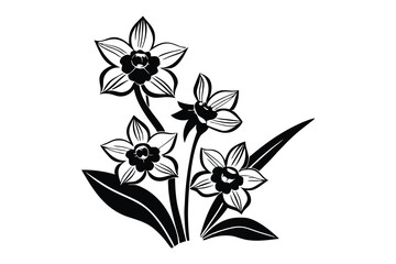 Daffodil silhouette, daffodil illustration spring silhouette, floral outline, Daffodil silhouette Icon
