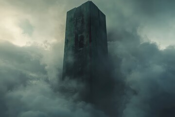 Mysterious dark structure in foggy atmosphere