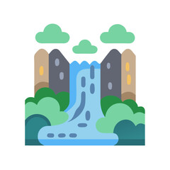 Naklejka premium Waterfall Icon Representing Natural Attraction and Scenic Landscape