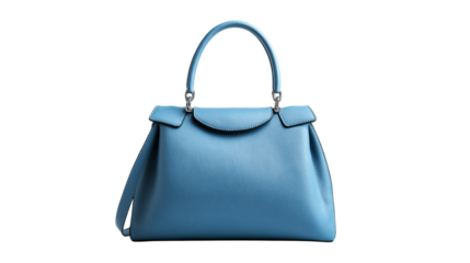 woman bag , blue leather handbag ,   briefcase isolated on white background , transparent png