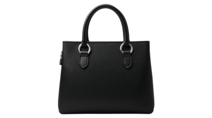woman bag , black leather handbag ,   briefcase isolated on white background , transparent png