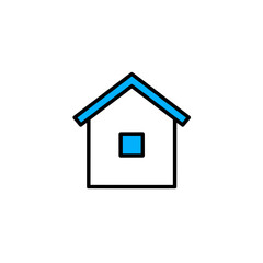 Obraz premium Simple house icon with blue roof and window on a white background