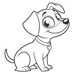Fototapeta premium Simple Cartoon Dog Line Art Vector