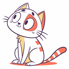 Flat Cartoon Cat Sitting Vector