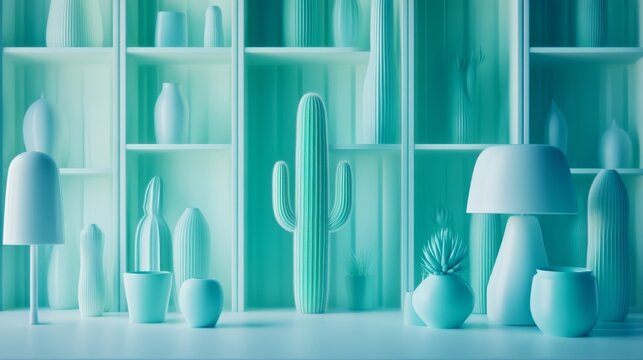 The combination of a stylish shelf with lush green plants against a minimalist white wall elevates indoor aesthetics, fostering a tranquil and natural feel.