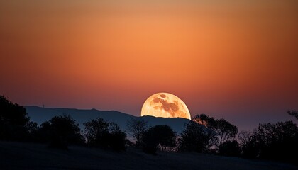 Obraz premium crescent moon rising in the evening new orange moon