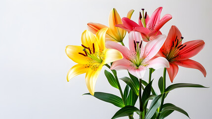 Fototapeta premium A bouquet of flowers with purple, orange, and yellow flowers