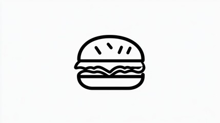 Fototapeta premium Simple Line Art Illustration of a Classic Sandwich with Bread Lettuce and Meat for Food Desig