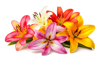 Fototapeta premium A bouquet of flowers with purple, orange, and yellow flowers