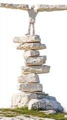 The serene beauty of nature is captured by a delicate arrangement of smooth rocks resting against a bright white background.