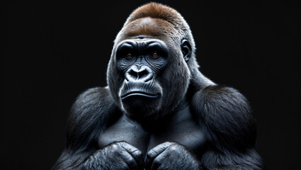 Majestic gorilla portrait blending strength and serenity