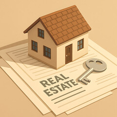 Miniature House Model on Financial Documents – Real Estate Investment Concept
