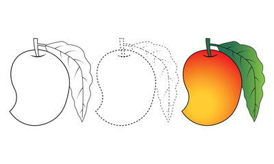 Obraz premium Mango Coloring Book Page For Kids, Vector Illustration Hand Drawn Coloring Page 
