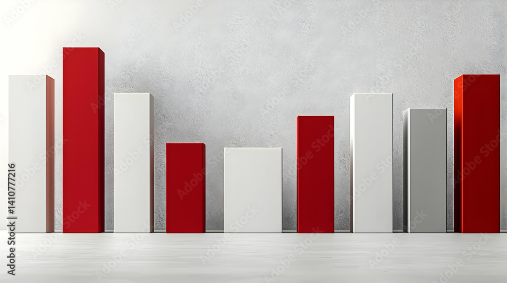 Aufkleber abstract bar graph illustration with red and white columns