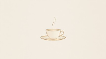 Steaming Cup of Coffee Minimalist Line Art Illustration for Culinary and Beverage Themes