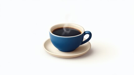 Obraz premium Steaming Hot Beverage in a Blue Cup on a Saucer Perfect for Breakfast or Relaxation Moments