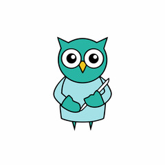 owl wearing surgical gloves
