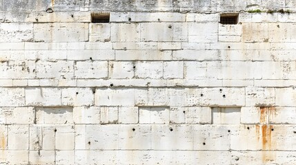 Ancient Stone Wall Texture Background, Aged Weathered Masonry,  Rough Block Pattern