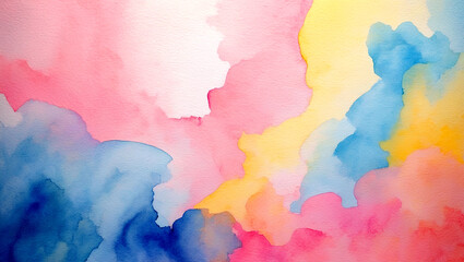 Obraz premium Soft pastel watercolour abstract in pink blue and yellow
