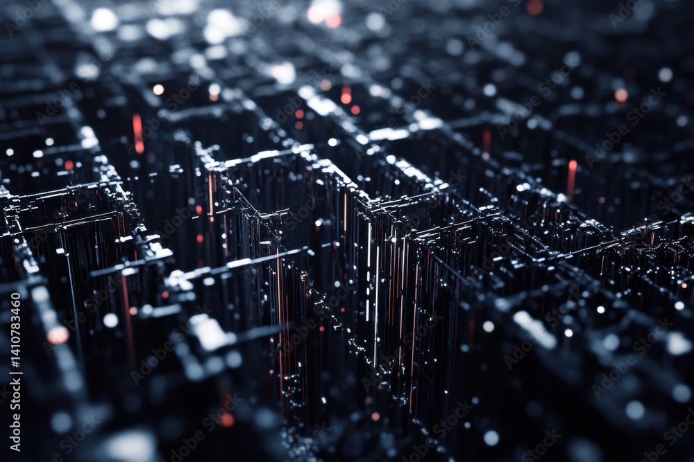 Poster intricate web of illuminated circuits creates a mesmerizing digital landscape