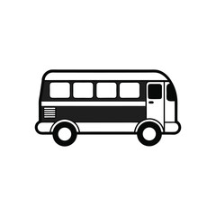 vector bus icon line art on white background