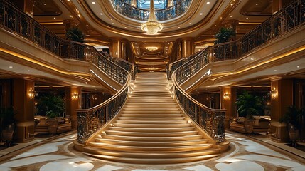 Obraz premium Grand cruise ship stairs high resolution photo