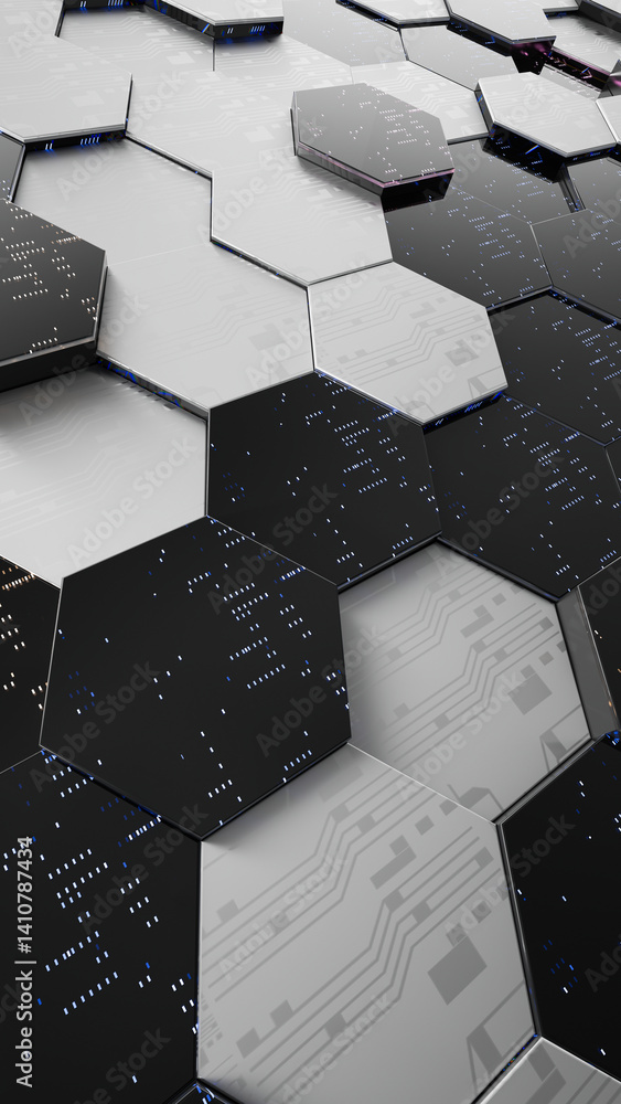 Poster 3d abstract futuristic technology background. abstract concept data center. 3d rendering illustratio
