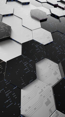 3D abstract futuristic technology background. Abstract concept data center. 3d rendering illustration not AI