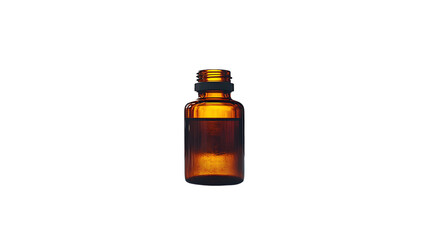 Amber Glass Bottle with Black Cap on Dark Background Medical and Pharmaceutical Container Iso