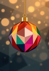 Fototapeta premium Elegant geometric Christmas bauble abstract design, featuring gold accents and a festive color palette, celebration, holiday design, winter