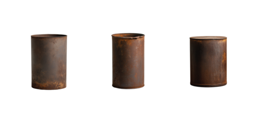 Collection of five vintage rusty metal pipes displaying unique wear and corrosion patterns