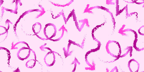 seamless pattern with pink gradient brush arrows on light background – abstract hand drawn artistic texture for feminine design, textile, prints and wrapping