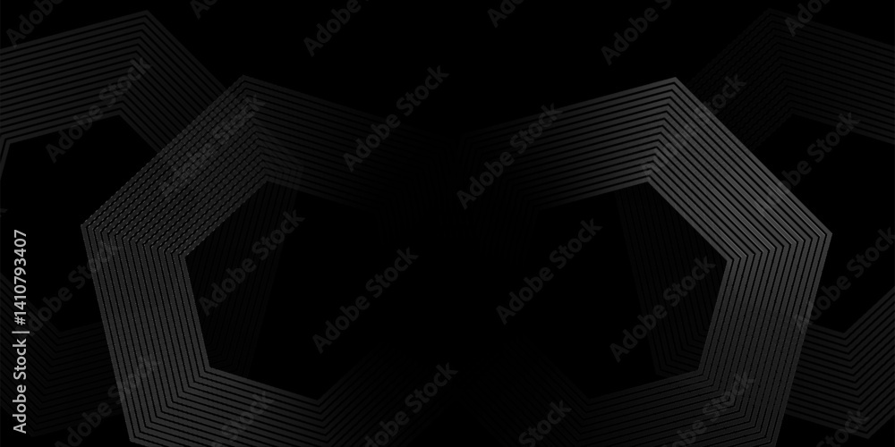 Aufkleber modern abstract black background with glowing geometric lines. black gradient hexagon shape design. 