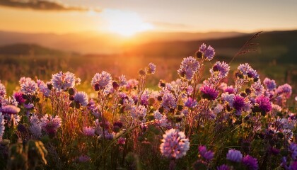 Obraz premium Flowers At Sunset