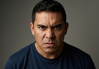 Fototapeta premium Intense facial expression of an angry man against a neutral background