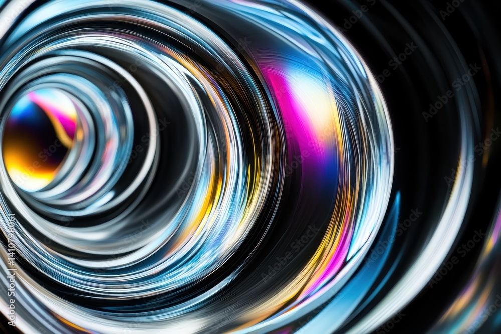Poster swirling patterns of light and color create a mesmerizing abstract design