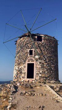 Vertical Slide Footage of a Historic Water Mill in Cuda Village, Turkey