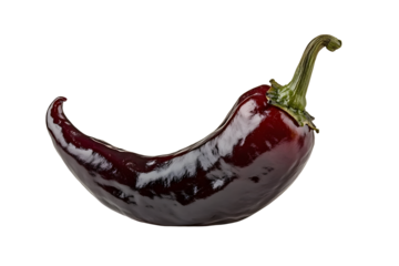 Black chipotle or Ancho chili pepper isolated on a white background.