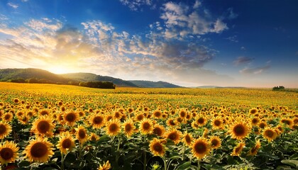 Fototapeta premium Sunflower field Beautiful summer landscape