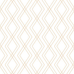 Gold and white rhombus seamless pattern. Geometric linear diamond pattern. Luxurious linear zigzag texture background.
