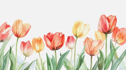 watercolor botanical Tulip flowers texture template background.Elegant wedding invitation card background . Minimal hand painted Design for wedding or Valentine's Day