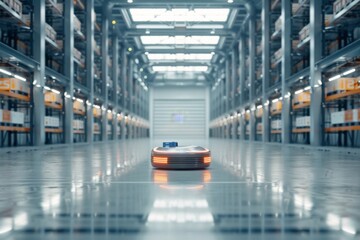 modern high tech innovative warehouse logistics with automation robotics